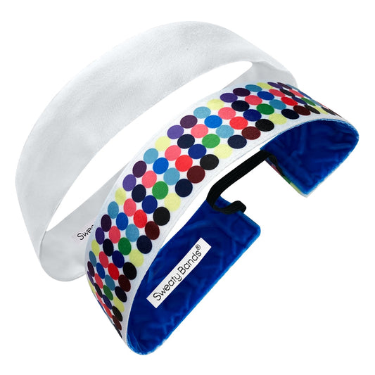 2 Pack | Chakra Dots | Wicked Solid White | 1.5 Inch Sweaty Bands Non Slip Headband