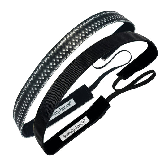 2 Pack | Paparazzi | Rock Solid Black | 5/8 Inch Sweaty Bands Non Slip Headband