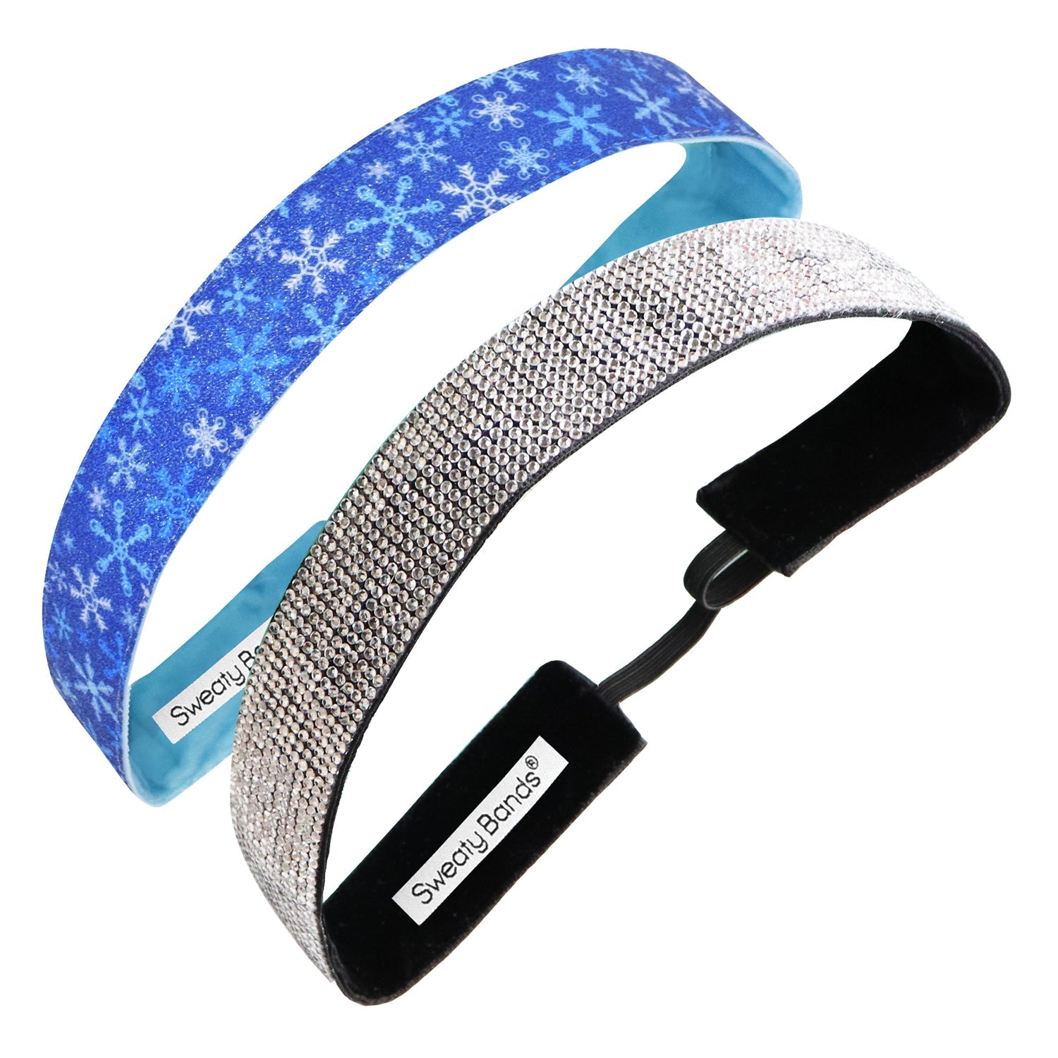 Black Friday | 2 Pack | Winter Wonderland | Bling Glitterati Silver Sweaty Bands Non Slip Headband