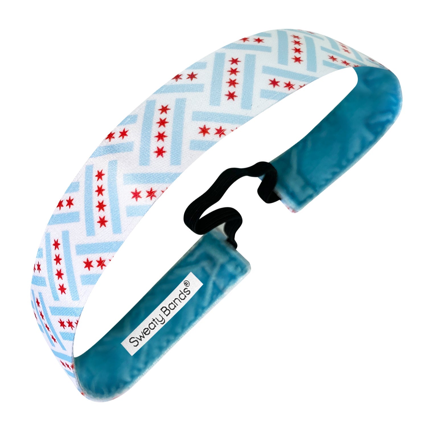 City Pride | Chicago Diagonal | White, Red, Blue | 1 Inch Sweaty Bands Non Slip Headband