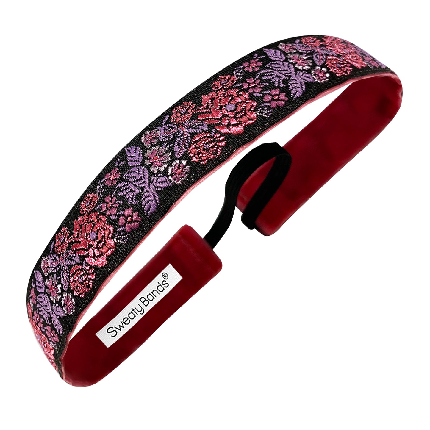 Floral Fantasy | Black, Pink, Purple | 1 Inch Sweaty Bands Non Slip Headband