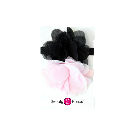 Hair Ties | Flower | Pink, Black Sweaty Bands Non Slip Headband