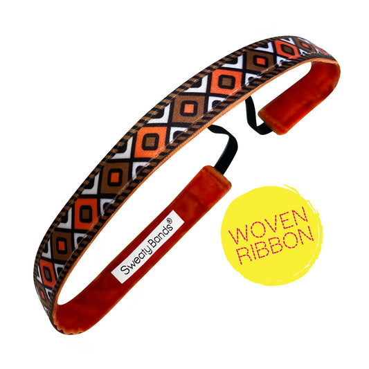 Harlequin | Orange, Brown, White | 5/8 Inch Sweaty Bands Non Slip Headband