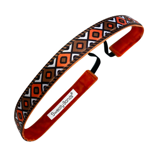 Harlequin | Orange, Brown, White | 5/8 Inch Sweaty Bands Non Slip Headband