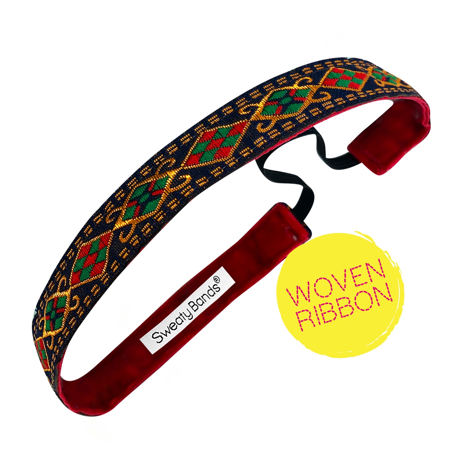 Holiday | Christmas Harlequin | Black, Multi | 5/8 Inch Sweaty Bands Non Slip Headband