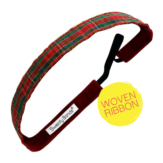 Holiday | Christmas Wrap It Up | Red, Green, Gold | 5/8 Inch Sweaty Bands Non Slip Headband