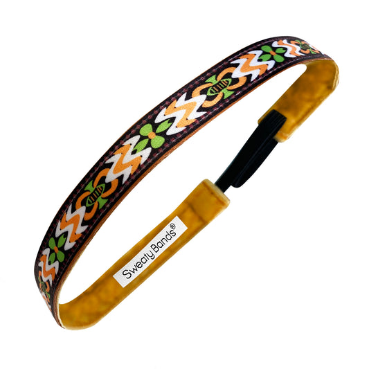 Lively | Green, Gold, Brown | 1 Inch Sweaty Bands Non Slip Headband