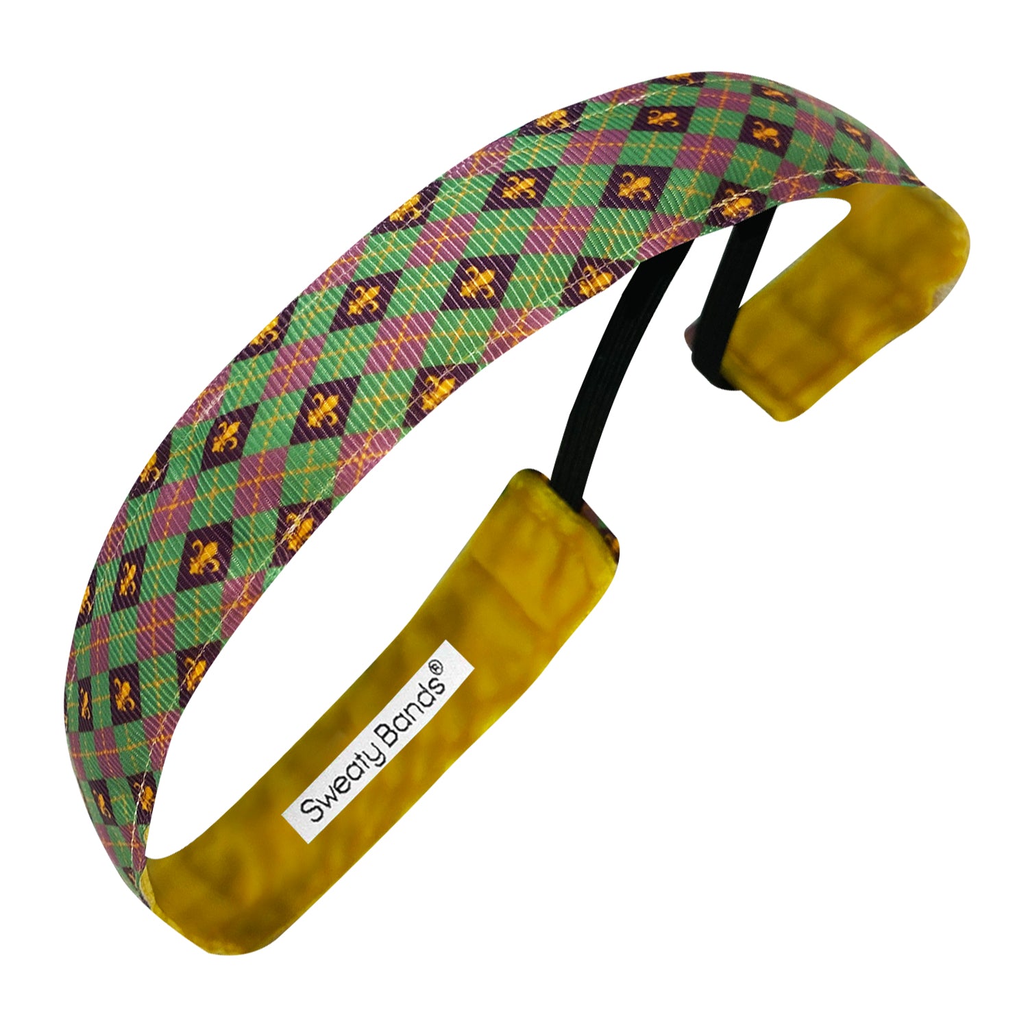 Mardi Gras | Argyle | Green, Purple, Gold | 1 Inch Sweaty Bands Non Slip Headband