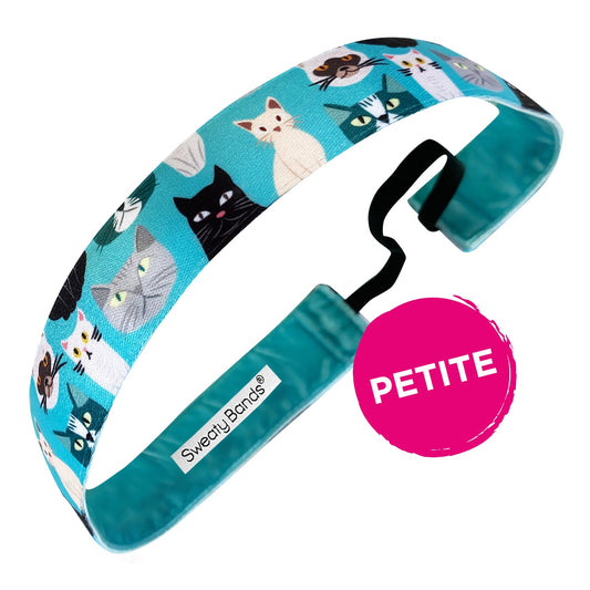 Petite | Cat Mom | Blue, Multi | 1 Inch Sweaty Bands Non Slip Headband