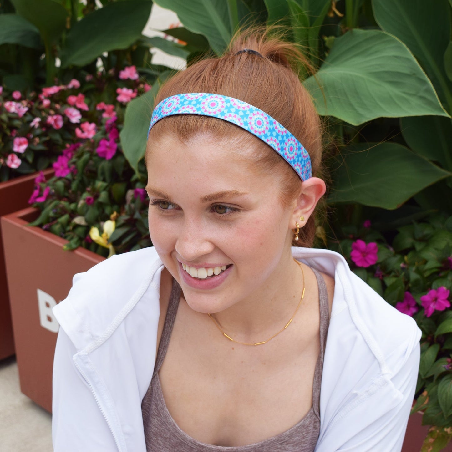 Petite | Stay Trippy | Blue, Pink | 1 Inch Sweaty Bands Non Slip Headband