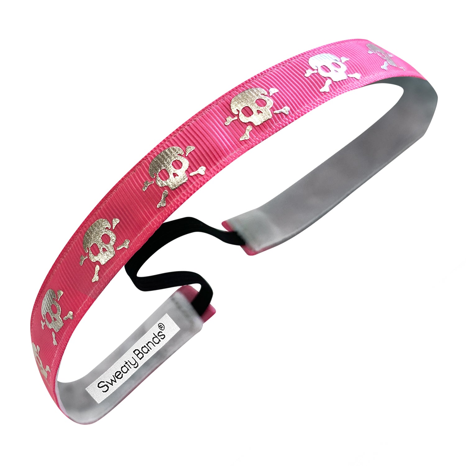 Reflective Skulls | Pink | 5/8 Inch Sweaty Bands Non Slip Headband