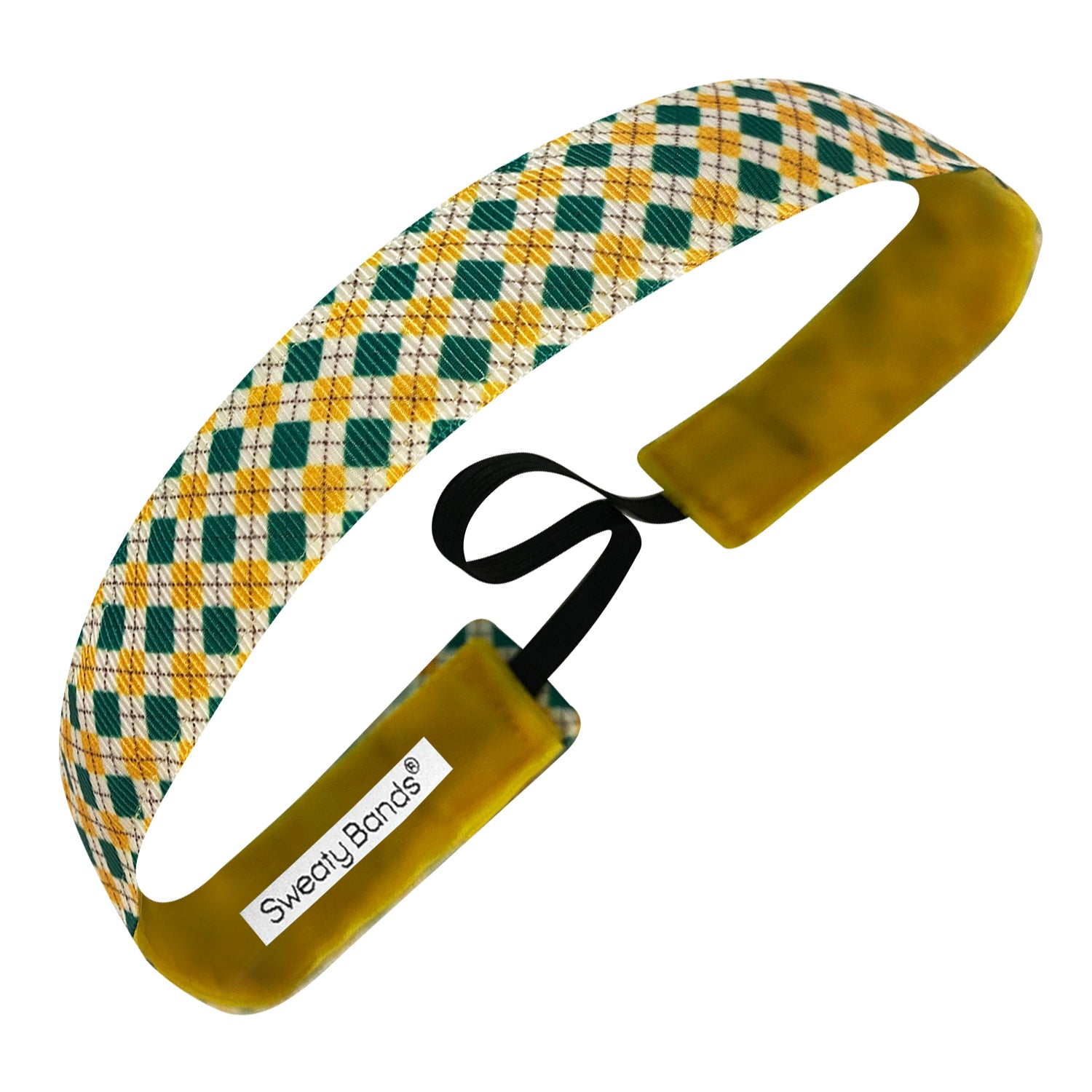 St. Patrick's Day | Irish Argyle | White, Green, Gold | 1 Inch Sweaty Bands Non Slip Headband