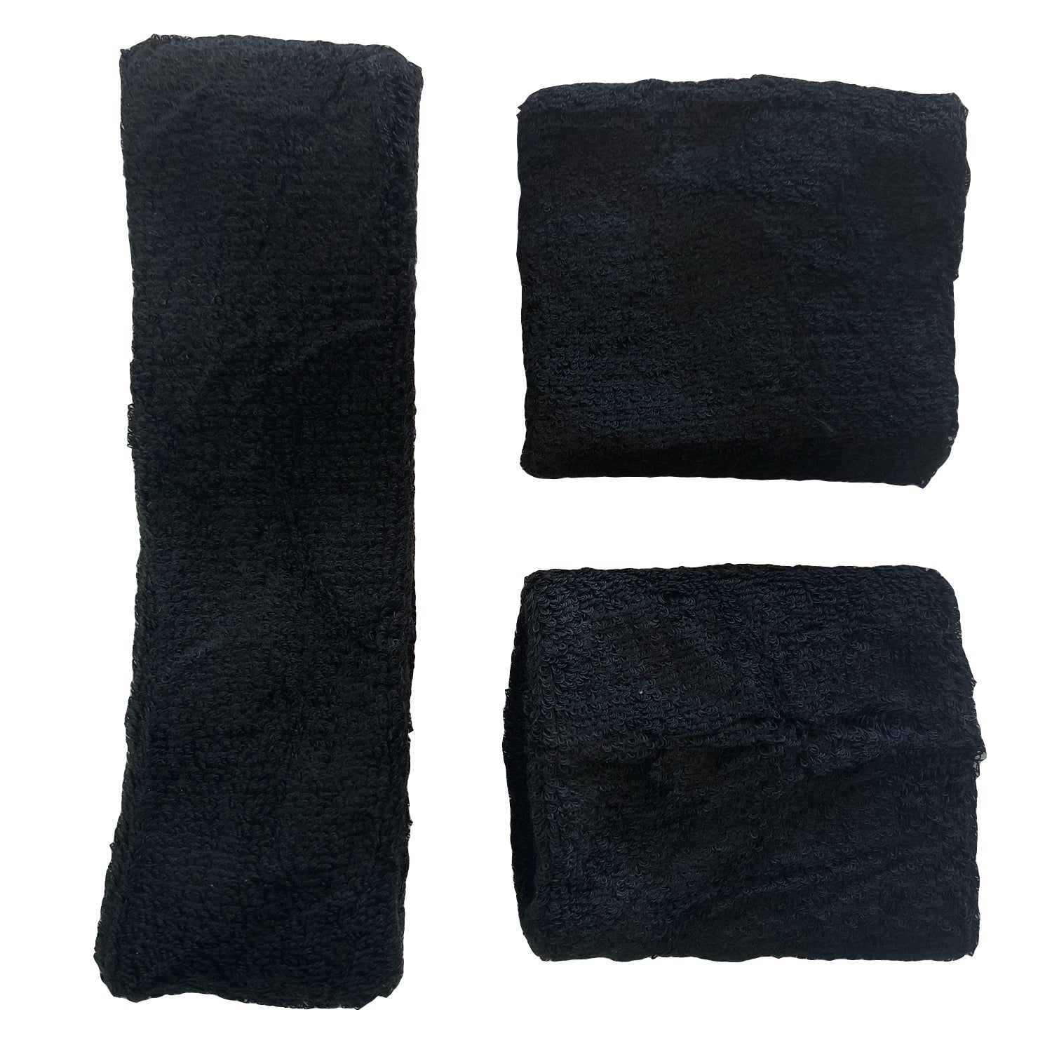 Terry Cloth | Headband and Wristband Set | Black Sweaty Bands Non Slip Headband