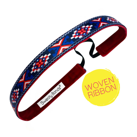 Tribal Runway | Red, Blue | 5/8 Inch Sweaty Bands Non Slip Headband