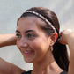 Bling | Beaded | Brown, Tan, White | 3/8 Inch Sweaty Bands Non Slip Headband