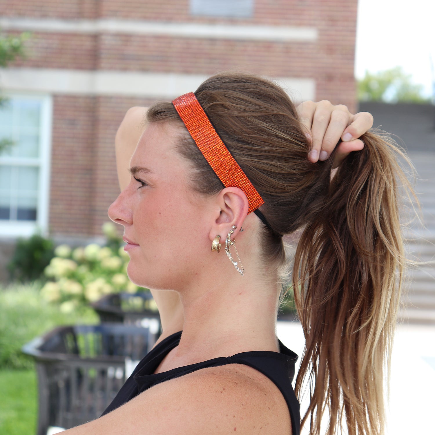 Bling | Glitterati | Orange | 1 Inch Sweaty Bands Non Slip Headband