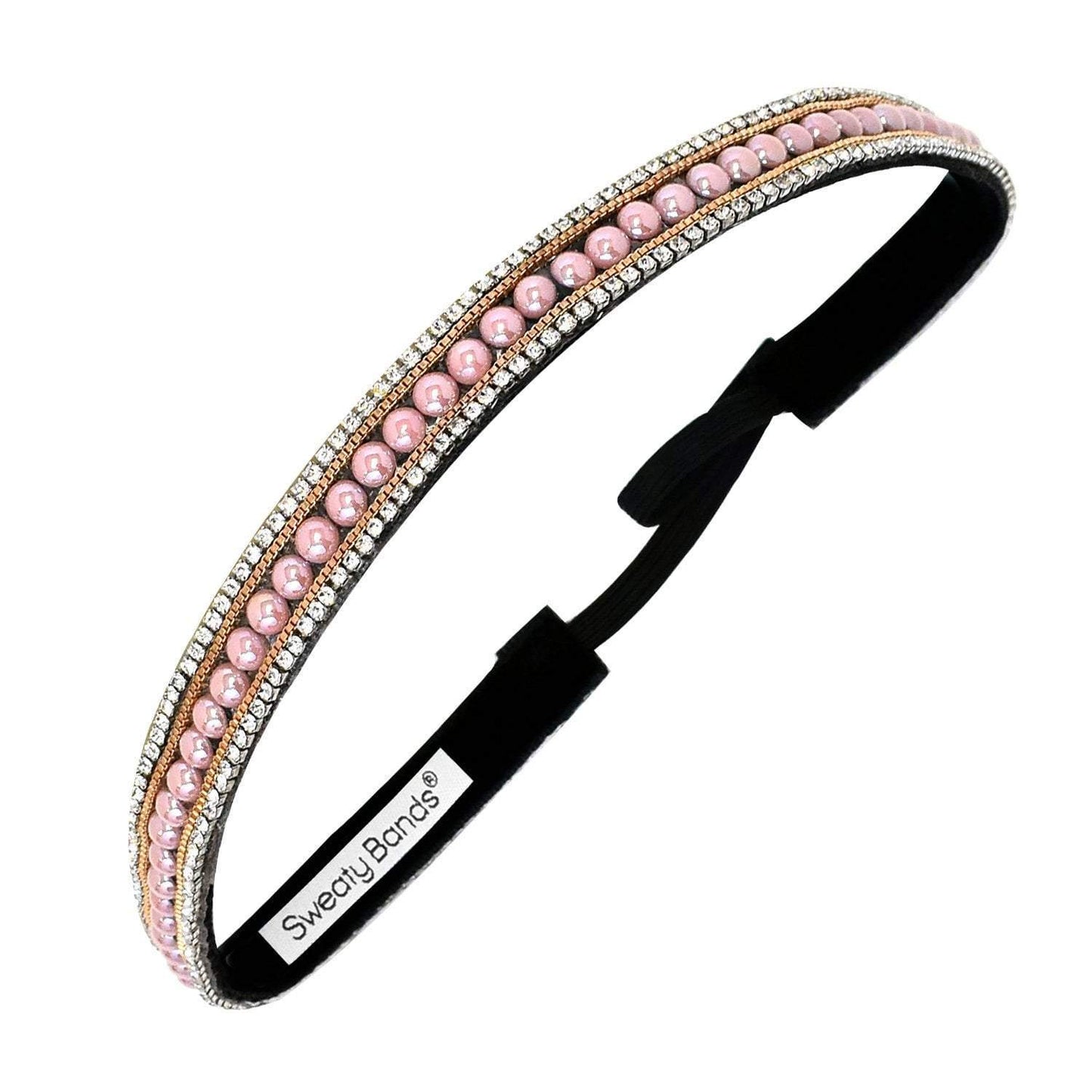 Bling | Pearls of Wisdom | Pink | 5/8 Inch Sweaty Bands Non Slip Headband