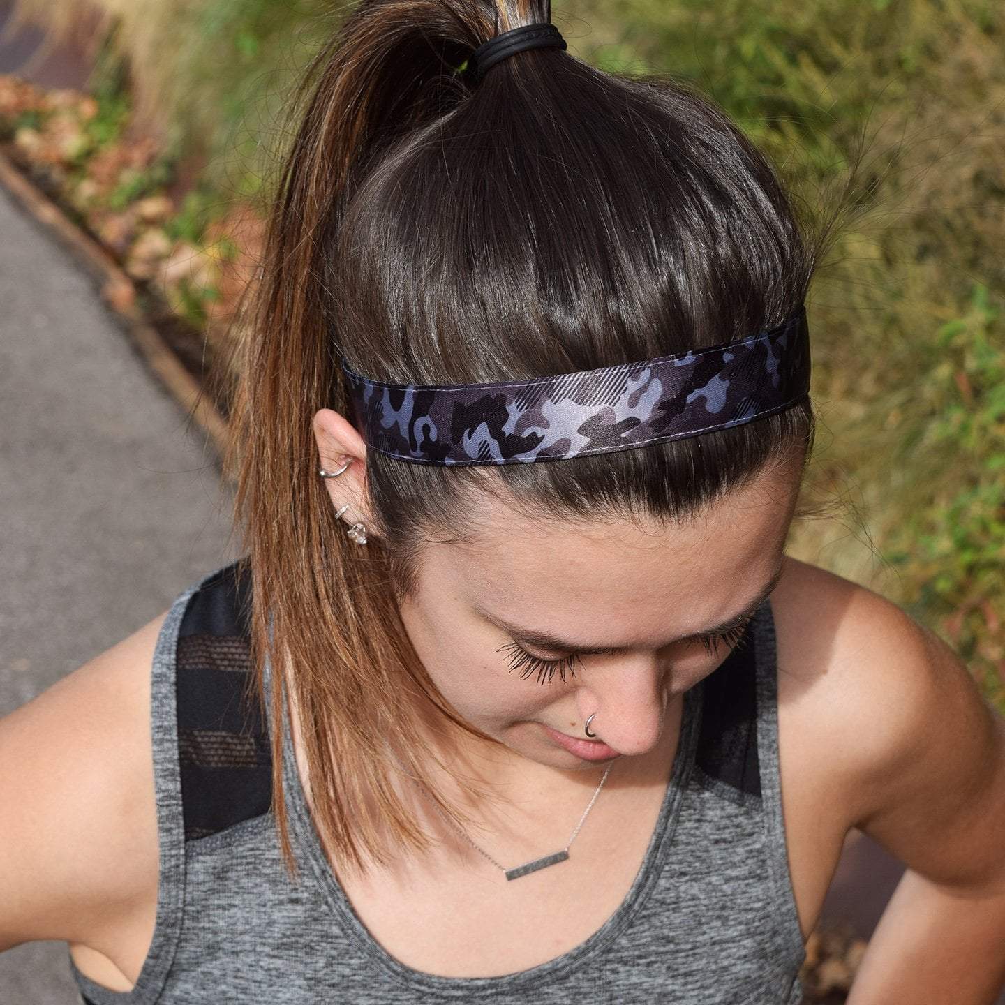 Booty Camp | Grey, Camo | 1 Inch Sweaty Bands Non Slip Headband