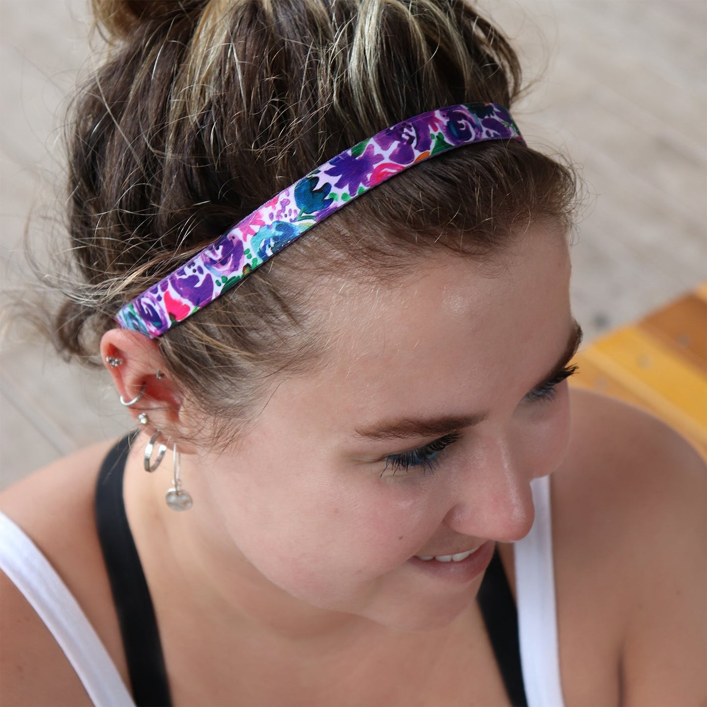 Flower Bomb | Purple, Multi | 5/8 Inch Sweaty Bands Non Slip Headband