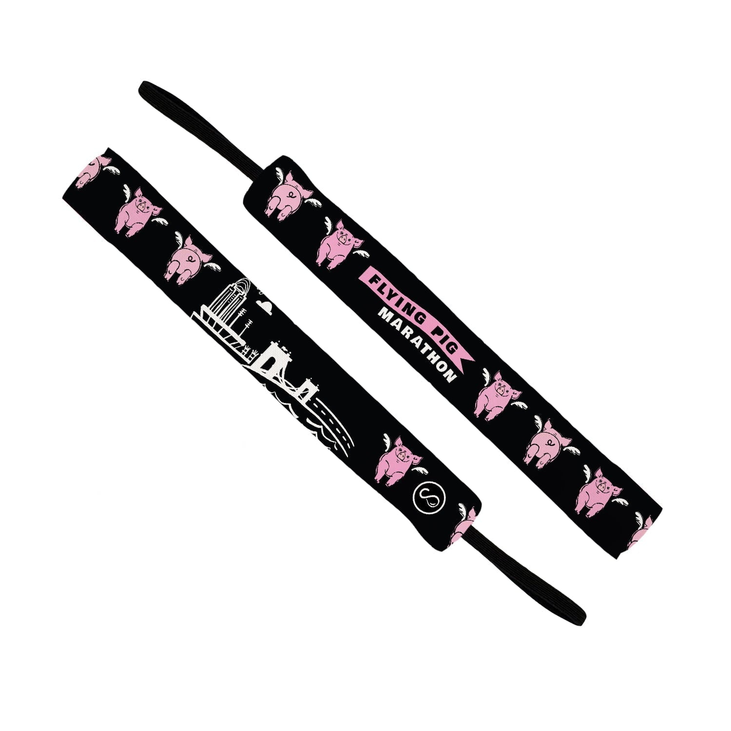 Flying Pig Marathon | Skyline | Black, Pink | 1 Inch Sweaty Bands Non Slip Headband