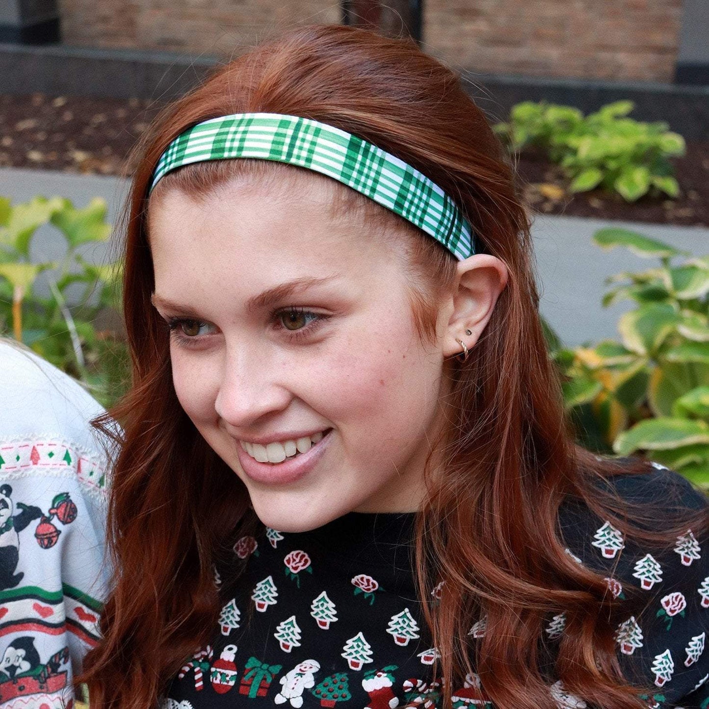 Holiday | Mad For Plaid | Green, White | 1 Inch Sweaty Bands Non Slip Headband