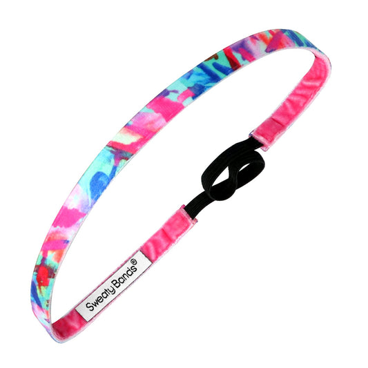 Jungle Party | Pink, Multi | 3/8 Inch Sweaty Bands Non Slip Headband