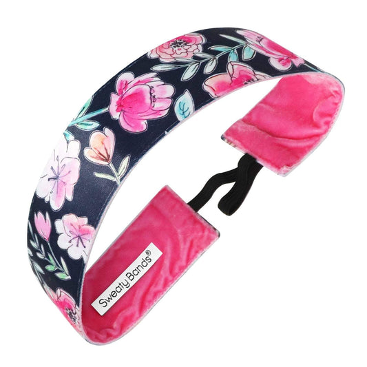 Pastel Petals | Navy, Multi | 1.5 Inch Sweaty Bands Non Slip Headband