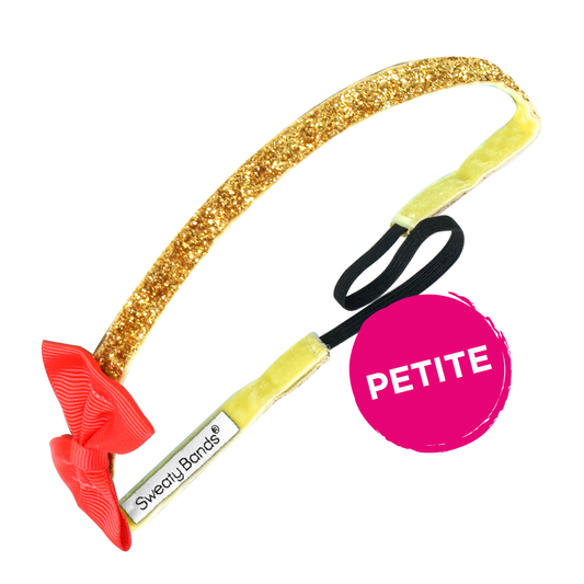 Petite | Bowtique | Viva Diva | Gold, Red | 3/8 Inch Sweaty Bands Non Slip Headband