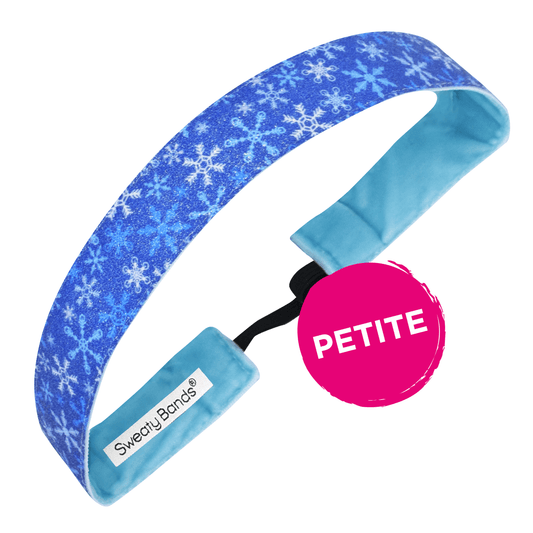 Petite | Holiday | Winter Wonderland | Shimmer | Blue | 1 Inch Sweaty Bands Non Slip Headband