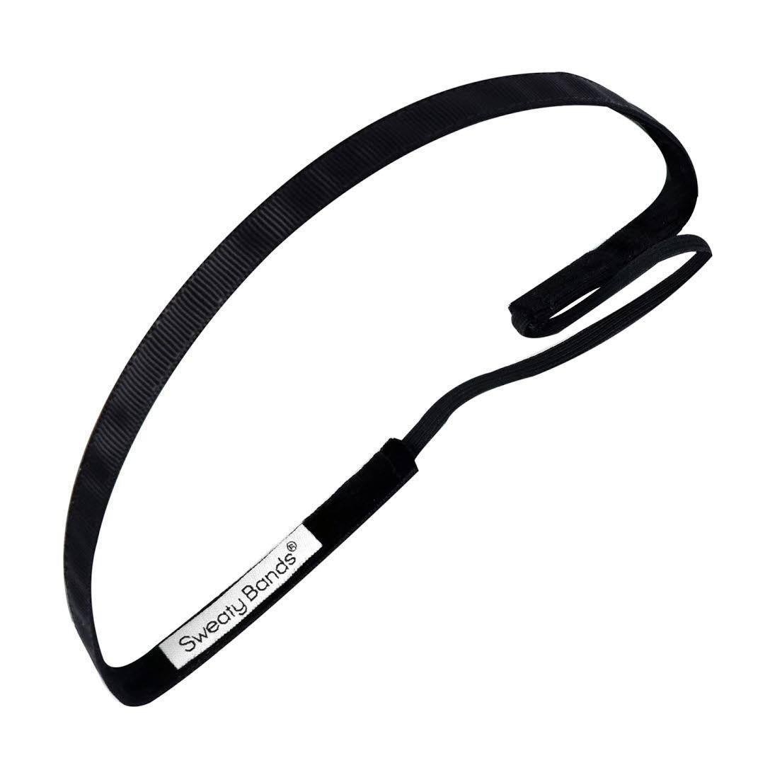 Rock Solid | Black | 3/8 Inch Sweaty Bands Non Slip Headband