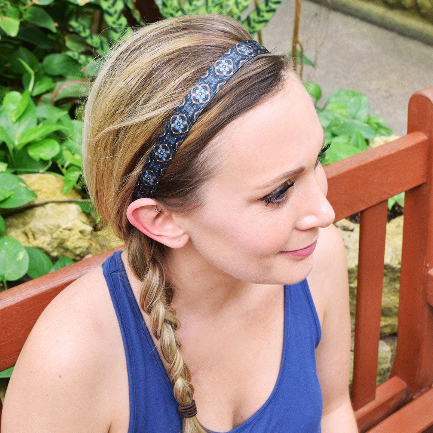 Understated | Navy |  Inch 5/8 Sweaty Bands Non Slip Headband