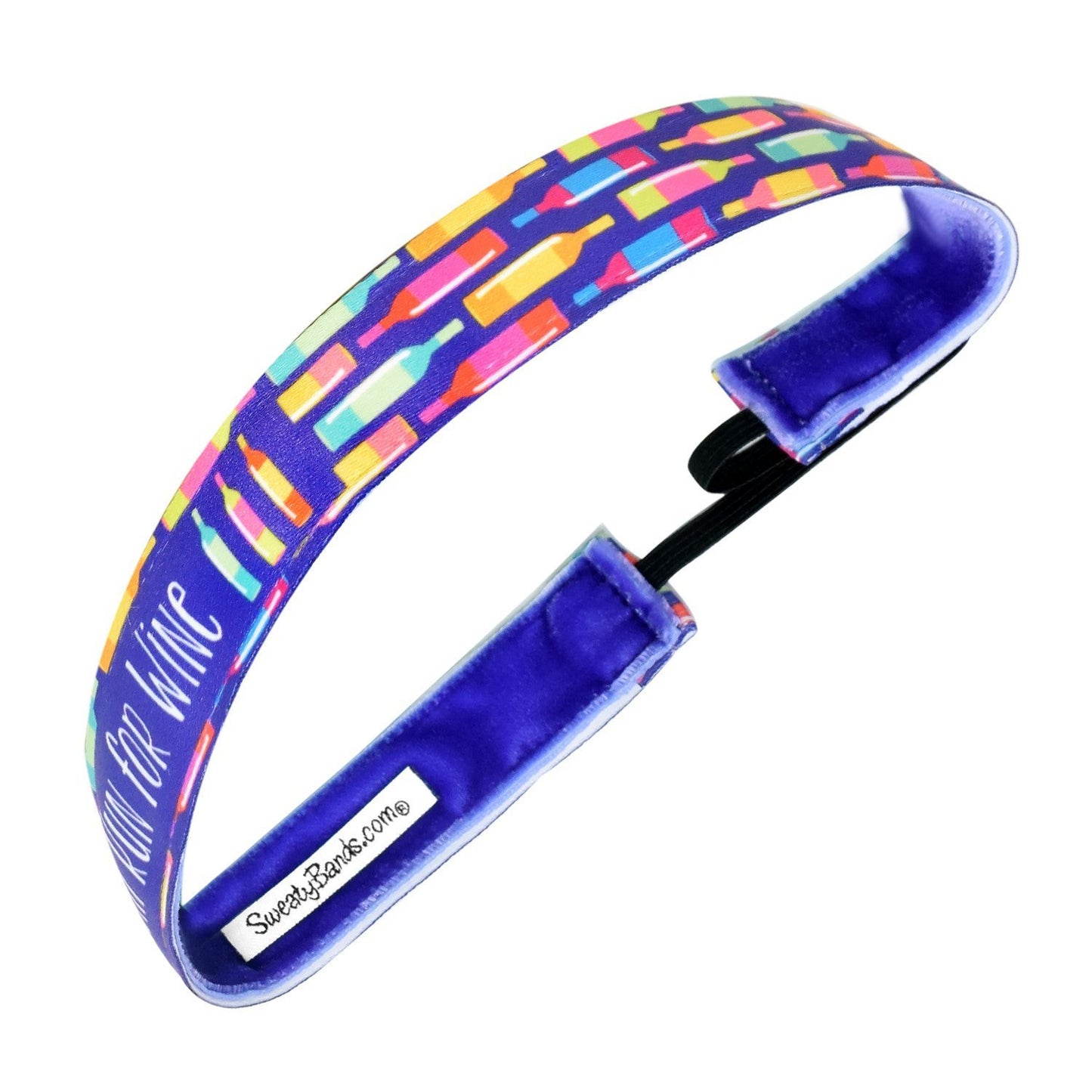 Will Run For Wine | Purple, Multi | 1 Inch Sweaty Bands Non Slip Headband